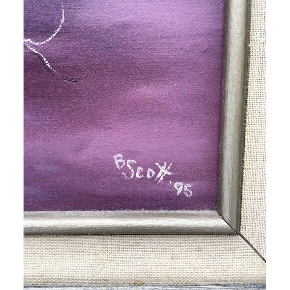 Butterfly On Flower Basket Signed B Scott. Painting In Wall Hanging Wooden Frame - Picture 2 of 5